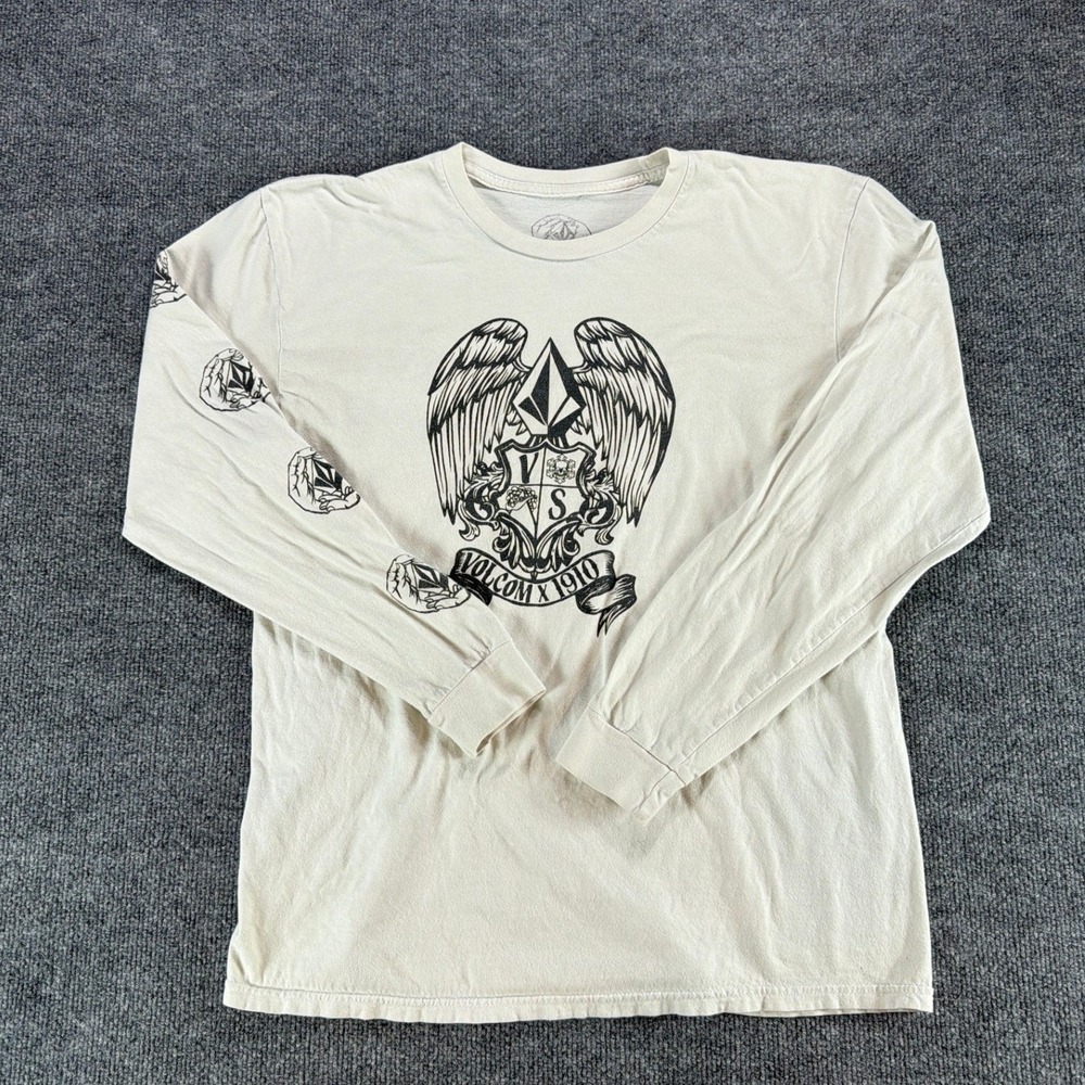 Volcom x 1910 Long Sleeve Graphic T-Shirt‎ Cream Off-White Large Skate Tee